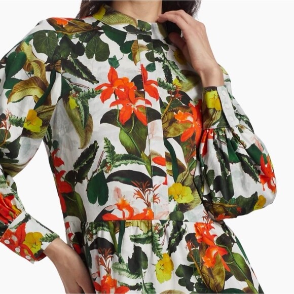 NWT Alice + Olivia Cailin Size XS Button Front Mini Dress in Tropical Sunrise - Picture 6 of 15